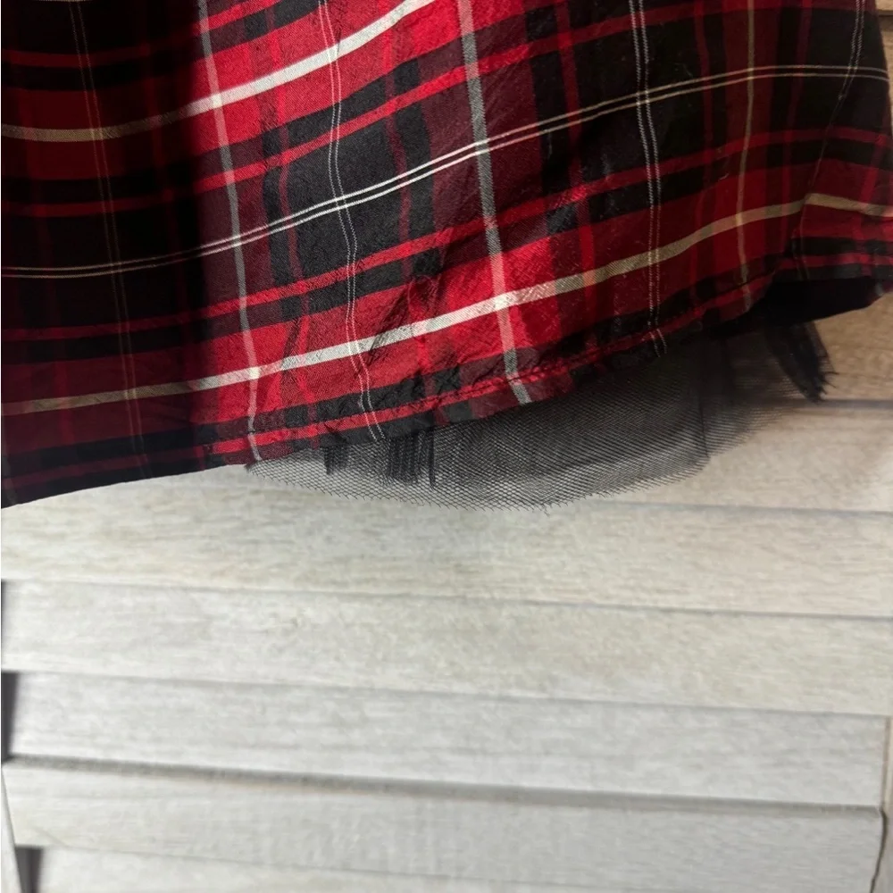 Gymboree Red Black Plaid Skirt Girls Size 6 Tartan Holiday Twirl Skater Skirt